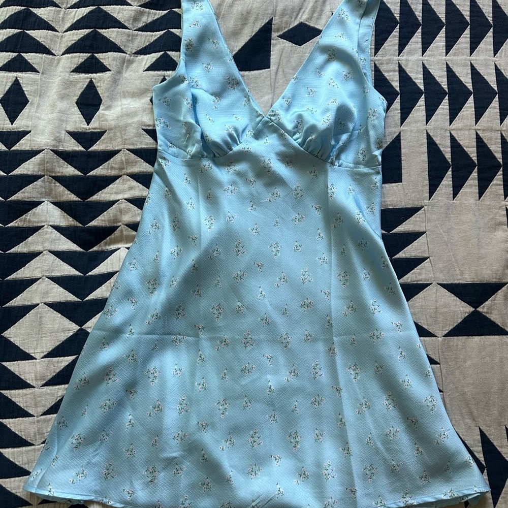 BP Sky Blue Floral Mini Dress Silk